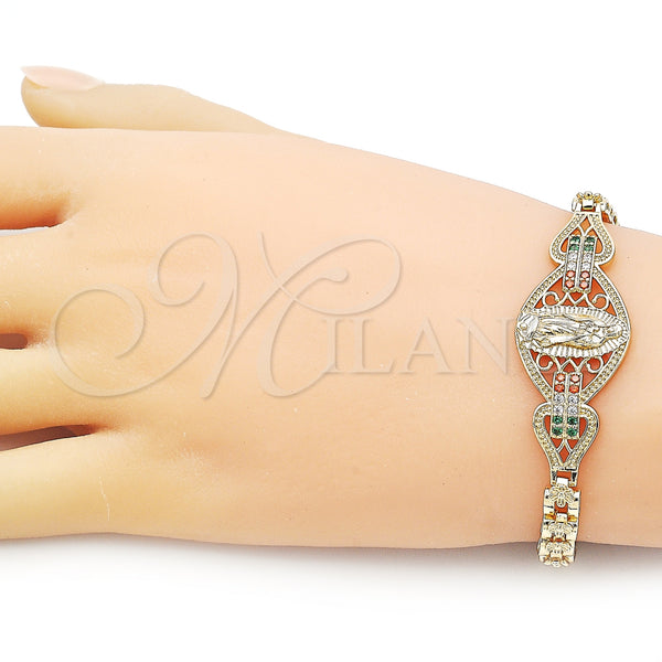 Gold Filled Bracelet — Fancy Bracelet Guadalupe and Flower Design with Multicolor — alternate product view — SKU 156078 | Oro Laminado brazalete — elegante Bracelet Guadalupe and flor diseño with Multicolor — SKU 156078