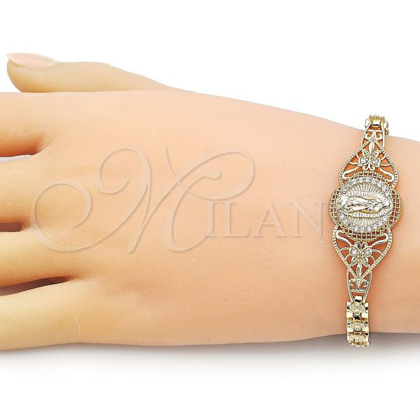 Gold Filled Bracelet — Fancy Bracelet Guadalupe and Butterfly Design with White — alternate product view — SKU 156080 | Oro Laminado brazalete — elegante Bracelet Guadalupe and Butterfly diseño with blanco — SKU 156080