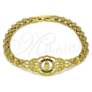 Gold Filled Bracelet — Fancy Bracelet Guadalupe and Butterfly Design with White — main product view — SKU 156090 | Oro Laminado brazalete — elegante Bracelet Guadalupe and Butterfly diseño with blanco — SKU 156090