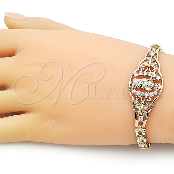 Gold Filled Bracelet — Fancy Bracelet San Judas and Butterfly Design with — alternate product view — SKU 156094 | Oro Laminado brazalete — elegante Bracelet San Judas and Butterfly diseño with — SKU 156094