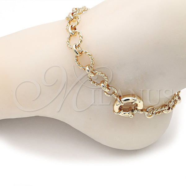 Gold Filled Anklet — Fancy Anklet Rolo and Twist Design Polished 03. — alternate product view — SKU 156097 | Oro Laminado tobillera — elegante Anklet Rolo and Twist diseño pulido 03. — SKU 156097