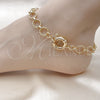 Oro Laminado Fancy Anklet, Gold Filled Style Rolo and Twist Design, Polished, Golden Finish, 03.415.0006.10 (12 MM Thickness, 10 Inches Length)