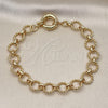 Oro Laminado Fancy Anklet, Gold Filled Style Rolo and Twist Design, Polished, Golden Finish, 03.415.0006.10 (12 MM Thickness, 10 Inches Length)