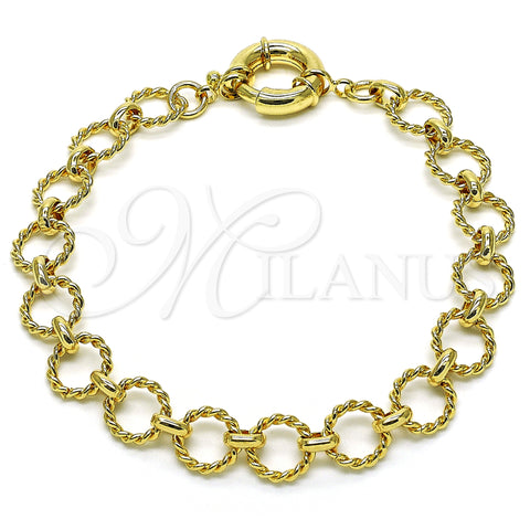 Oro Laminado Fancy Anklet, Gold Filled Style Rolo and Twist Design, Polished, Golden Finish, 03.415.0006.10 (12 MM Thickness, 10 Inches Length)