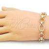 Oro Laminado Fancy Bracelet, Gold Filled Style Twist and Rolo Design, Polished, Golden Finish, 03.415.0007.07 (12 MM Thickness, 7 Inches Length)