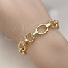 Oro Laminado Fancy Bracelet, Gold Filled Style Twist and Rolo Design, Polished, Golden Finish, 03.415.0007.07 (12 MM Thickness, 7 Inches Length)