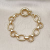 Oro Laminado Fancy Bracelet, Gold Filled Style Twist and Rolo Design, Polished, Golden Finish, 03.415.0007.07 (12 MM Thickness, 7 Inches Length)