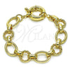 Oro Laminado Fancy Bracelet, Gold Filled Style Twist and Rolo Design, Polished, Golden Finish, 03.415.0007.07 (12 MM Thickness, 7 Inches Length)