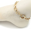 Oro Laminado Fancy Anklet, Gold Filled Style Rolo and Twist Design, Polished, Golden Finish, 03.415.0007.10 (12 MM Thickness, 10 Inches Length)