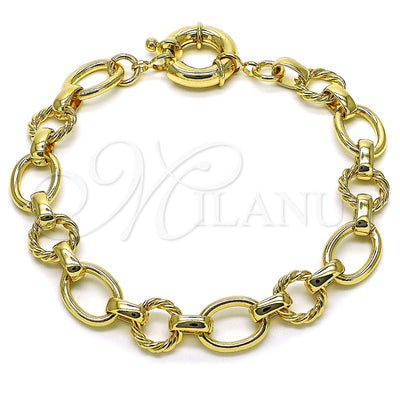 Oro Laminado tobillera — elegante Anklet Rolo and Twist diseño pulido 03. por Mayoreo, vista principal del producto