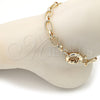 Oro Laminado Fancy Anklet, Gold Filled Style Rolo and Twist Design, Polished, Golden Finish, 03.415.0008.10 (11 MM Thickness, 10 Inches Length)