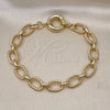 Oro Laminado Fancy Anklet, Gold Filled Style Rolo and Twist Design, Polished, Golden Finish, 03.415.0008.10 (11 MM Thickness, 10 Inches Length)