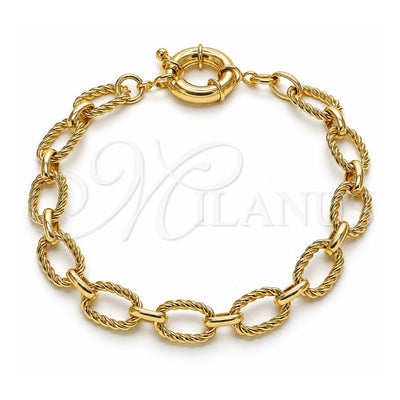 Oro Laminado Fancy Anklet, Gold Filled Style Rolo and Twist Design, Polished, Golden Finish, 03.415.0008.10 (11 MM Thickness, 10 Inches Length)