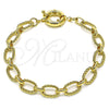 Oro Laminado Fancy Anklet, Gold Filled Style Rolo and Twist Design, Polished, Golden Finish, 03.415.0008.10 (11 MM Thickness, 10 Inches Length)