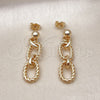 Oro Laminado Long Earring, Gold Filled Style Rolo and Twist Design, Polished, Golden Finish, 02.415.0003