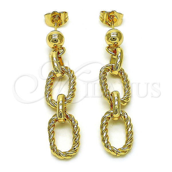 Gold Filled Ring — Long Earring Rolo and Twist Design Polished 02. — main product view — SKU 156107 | Oro Laminado anillo — Long Earring Rolo and Twist diseño pulido 02. — SKU 156107