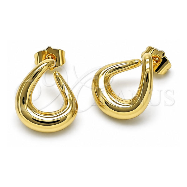 Oro Laminado Stud Earring, Gold Filled Style Teardrop Design, Polished, Golden Finish, 02.195.0289