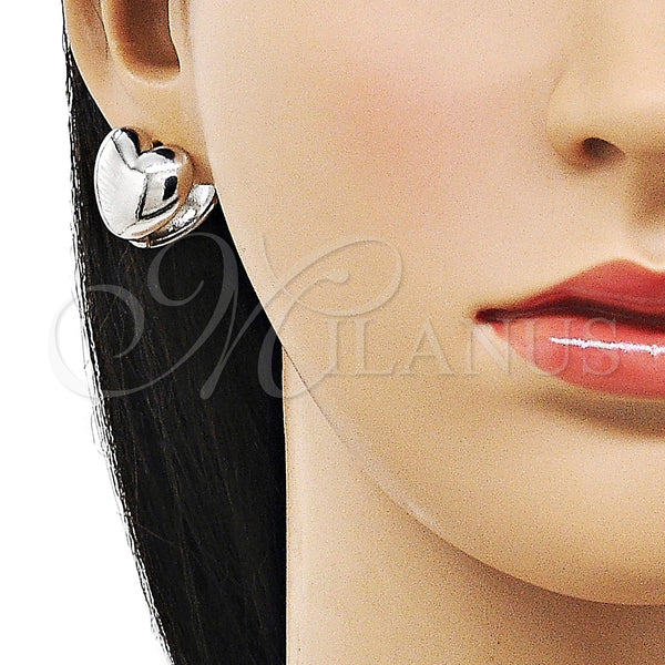 White Gold Filled Hoop Earrings — Huggie Hoop Heart Design Polished 02. — alternate product view — SKU 156126 | Oro Laminado Blanco aretes de aro — Huggie Hoop corazón diseño pulido 02. — SKU 156126
