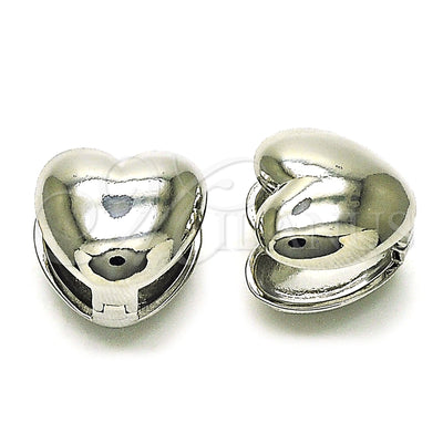 White Gold Filled Hoop Earrings — Huggie Hoop Heart Design Polished 02. for wholesale, main product view