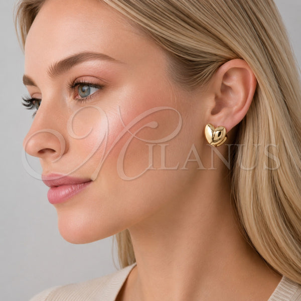 Gold Filled Hoop Earrings — Huggie Hoop Heart Design Polished 02. — alternate product view — SKU 156127 | Oro Laminado aretes de aro — Huggie Hoop corazón diseño pulido 02. — SKU 156127