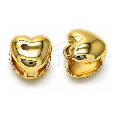Oro Laminado Huggie Hoop, Gold Filled Style Heart Design, Polished, Golden Finish, 02.163.0333.13