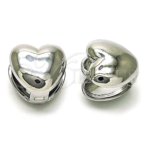 Rhodium Gold Filled Huggie Hoop, Heart Design, Polished, Rhodium Finish, 02.163.0333.1.13