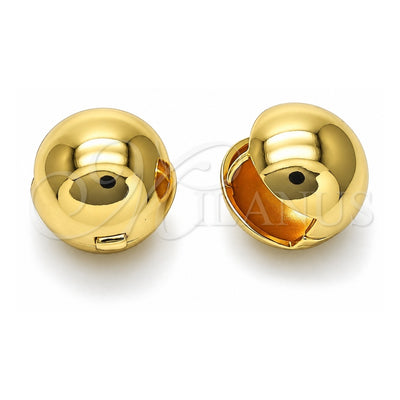 Oro Laminado Huggie Hoop, Gold Filled Style Ball Design, Polished, Golden Finish, 02.195.0291.16