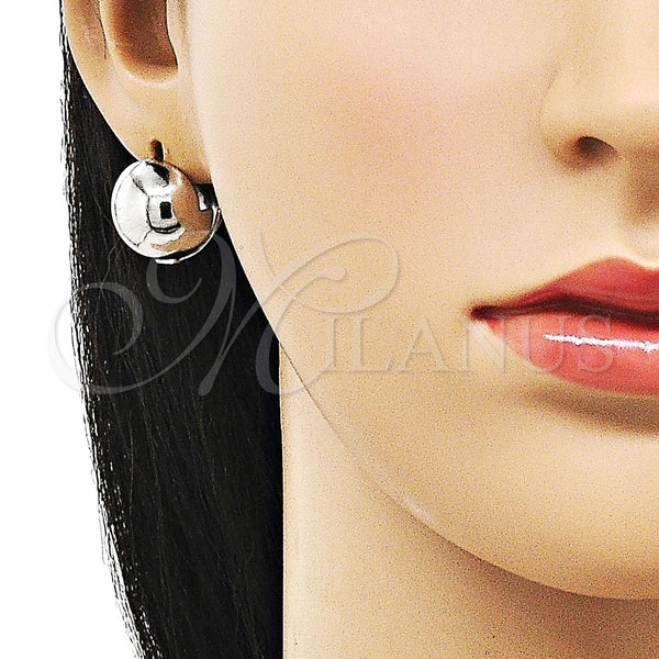 White Gold Filled Hoop Earrings — Huggie Hoop Ball Design Polished 02. — alternate product view — SKU 156130 | Oro Laminado Blanco aretes de aro — Huggie Hoop Ball diseño pulido 02. — SKU 156130