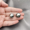 Rhodium Gold Filled Huggie Hoop, Ball Design, Polished, Rhodium Finish, 02.195.0291.1.16