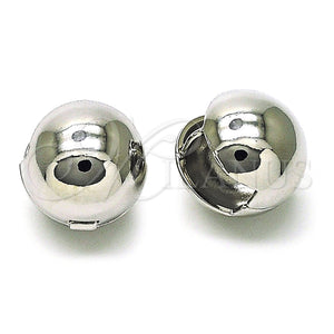 White Gold Filled Hoop Earrings — Huggie Hoop Ball Design Polished 02. — main product view — SKU 156130 | Oro Laminado Blanco aretes de aro — Huggie Hoop Ball diseño pulido 02. — SKU 156130