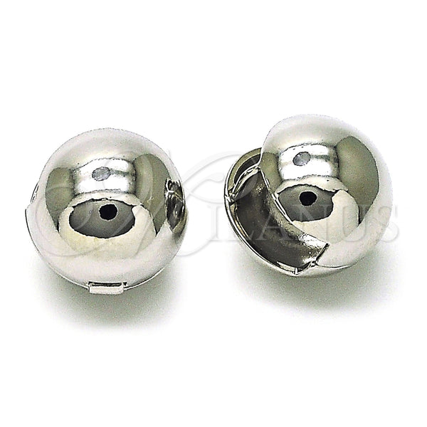 White Gold Filled Hoop Earrings — Huggie Hoop Ball Design Polished 02. — main product view — SKU 156130 | Oro Laminado Blanco aretes de aro — Huggie Hoop Ball diseño pulido 02. — SKU 156130