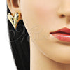 Oro Laminado Stud Earring, Gold Filled Style Heart and Hollow Design, Polished, Golden Finish, 02.163.0334