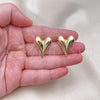 Oro Laminado Stud Earring, Gold Filled Style Heart and Hollow Design, Polished, Golden Finish, 02.163.0334