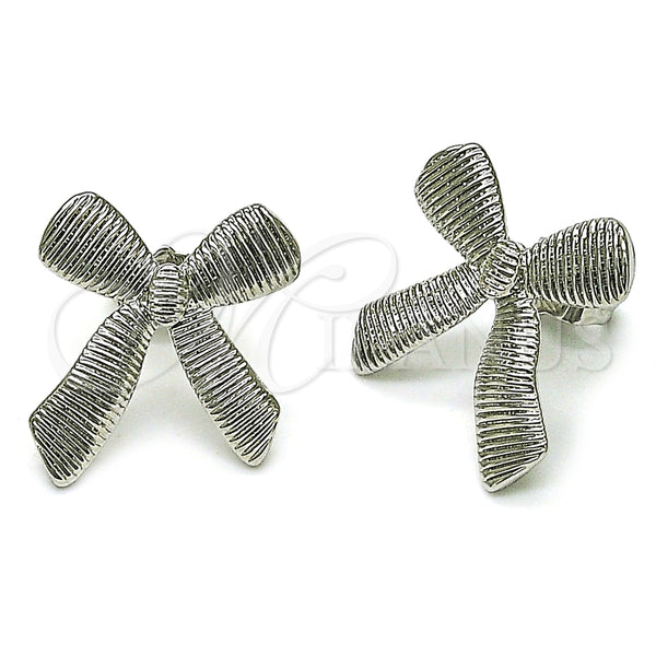Rhodium Plated Stud Earring, Bow Design, Diamond Cutting Finish, Rhodium Finish, 02.163.0335.1