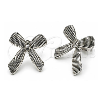 White Gold Filled Stud Earring, Bow Design, Diamond Cutting Finish, Rhodium Finish, 02.163.0335.1