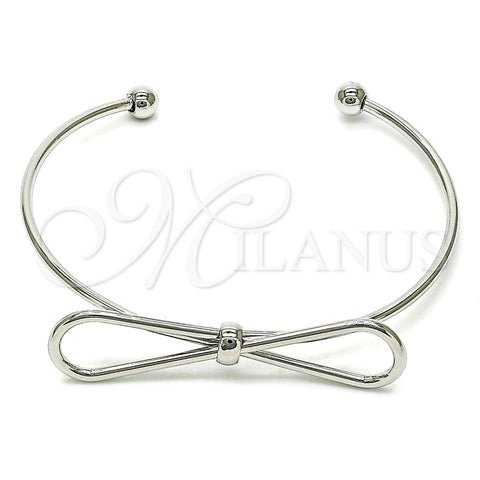 Rhodium Plated Individual Bangle, Bow Design, Polished, Rhodium Finish, 07.341.0059.1