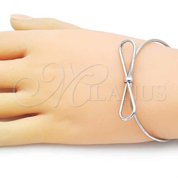 White Gold Filled Jewelry — Individual Bangle Bow Design Polished 07. 02 MM — alternate product view — SKU 156136 | Oro Laminado Blanco joyería — Individual Bangle Bow diseño pulido 07. 02 MM — SKU 156136