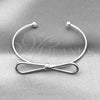 Rhodium Gold Filled Individual Bangle, Bow Design, Polished, Rhodium Finish, 07.341.0059.1 (02 MM Thickness, One size fits all)