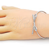 Rhodium Plated Individual Bangle, Bow Design, Polished, Rhodium Finish, 07.341.0060.1
