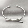 Rhodium Plated Individual Bangle, Bow Design, Polished, Rhodium Finish, 07.341.0060.1