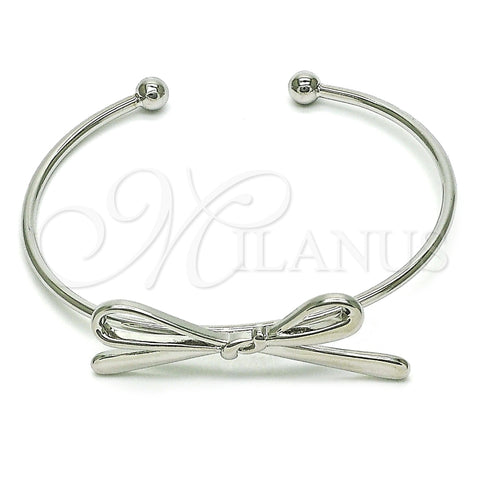 Rhodium Plated Individual Bangle, Bow Design, Polished, Rhodium Finish, 07.341.0060.1
