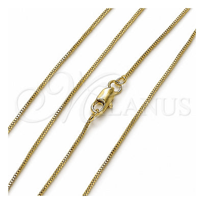 Oro Laminado Basic Necklace, Gold Filled Style Box Design, Polished, Golden Finish, 04.213.0330.18 (01 MM Thickness, 18 Inches Length)