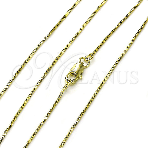 Oro Laminado Basic Necklace, Gold Filled Style Box Design, Polished, Golden Finish, 04.213.0330.18 (01 MM Thickness, 18 Inches Length)