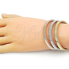 Oro Laminado Trio Bangle, Gold Filled Style Twist Design, Polished, Tricolor, 07.170.0032 (07 MM Thickness, One size fits all)