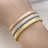 Oro Laminado Trio Bangle, Gold Filled Style Twist Design, Polished, Tricolor, 07.170.0032 (07 MM Thickness, One size fits all)