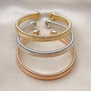 Oro Laminado Trio Bangle, Gold Filled Style Twist Design, Polished, Tricolor, 07.170.0032 (07 MM Thickness, One size fits all)