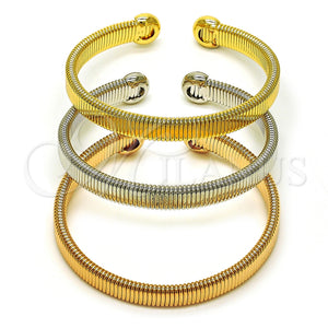 Gold Filled Jewelry — Trio Bangle Twist Design Polished Tricolor 07. 07 — main product view — SKU 156146 | Oro Laminado joyería — Trio Bangle Twist diseño pulido Tricolor 07. 07 — SKU 156146