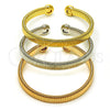 Oro Laminado Trio Bangle, Gold Filled Style Twist Design, Polished, Tricolor, 07.170.0032 (07 MM Thickness, One size fits all)