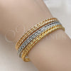 Oro Laminado Trio Bangle, Gold Filled Style Twist Design, Polished, Tricolor, 07.170.0033 (05 MM Thickness, One size fits all)
