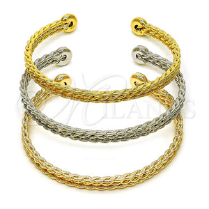 Gold Filled Jewelry — Trio Bangle Twist Design Polished Tricolor 07. 05 — main product view — SKU 156147 | Oro Laminado joyería — Trio Bangle Twist diseño pulido Tricolor 07. 05 — SKU 156147